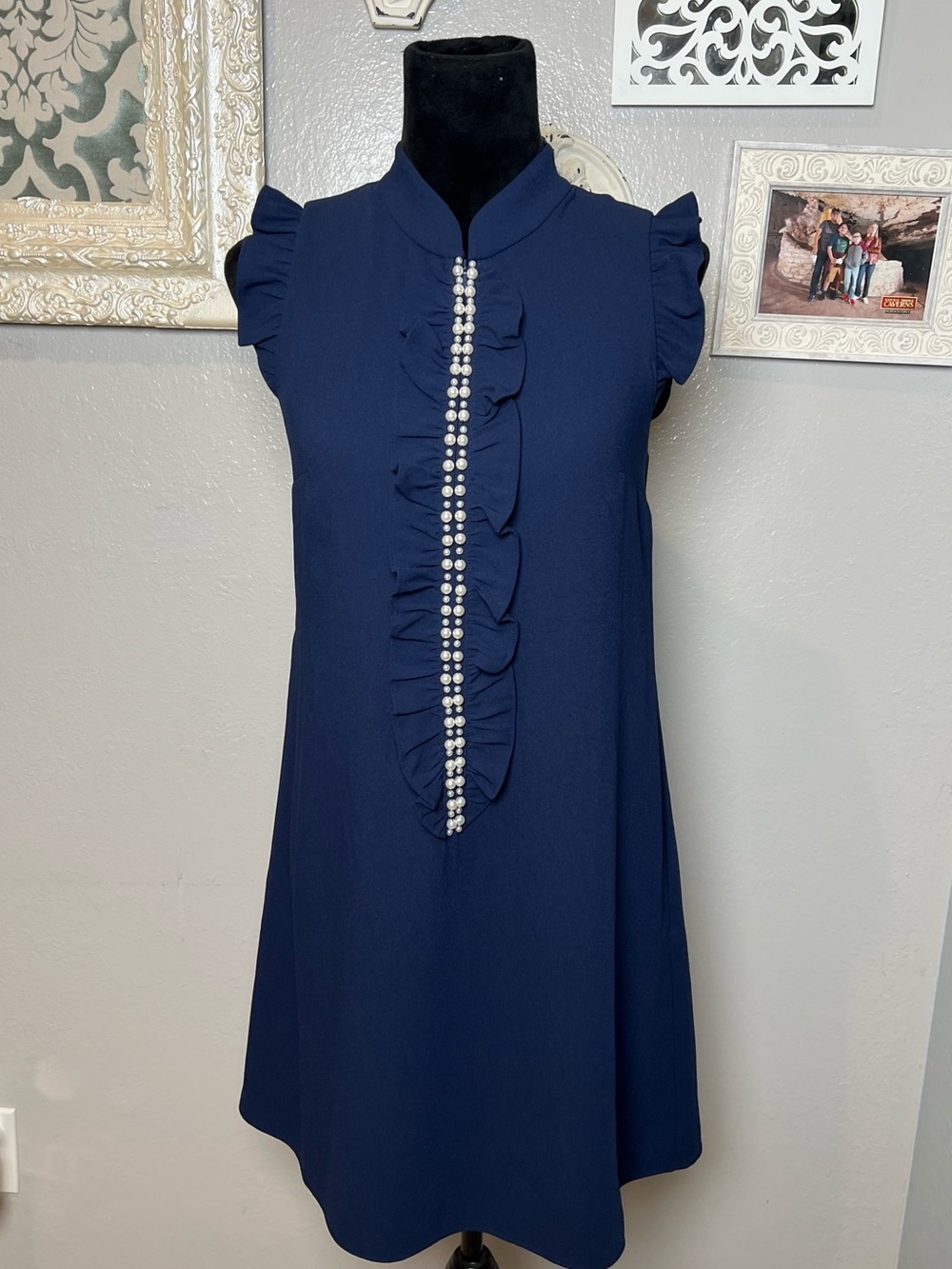 Lilly Pulitzer Navy Dress with Pearl Trim
